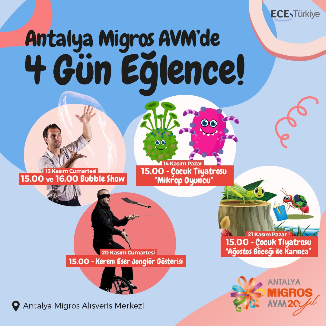Antalya Migros AVM'de 4 Gün Eğlence 